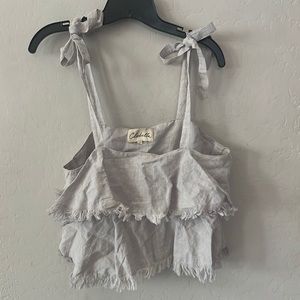 Cleobella crop tank top with bow tie shoulder detail